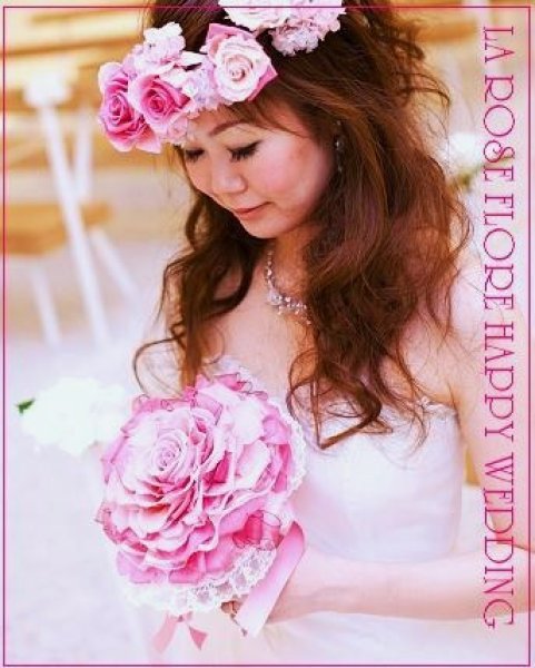 画像1: ピンクのローズメリアの花冠 (1)