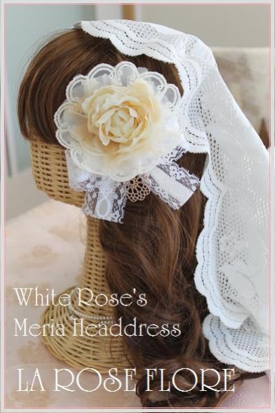 画像1: ホワイトローズのヘッドドレス